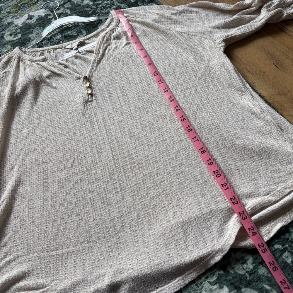 Lucky Brand Waffle Knit Henley Blouse Top - Picture 4 of 12
